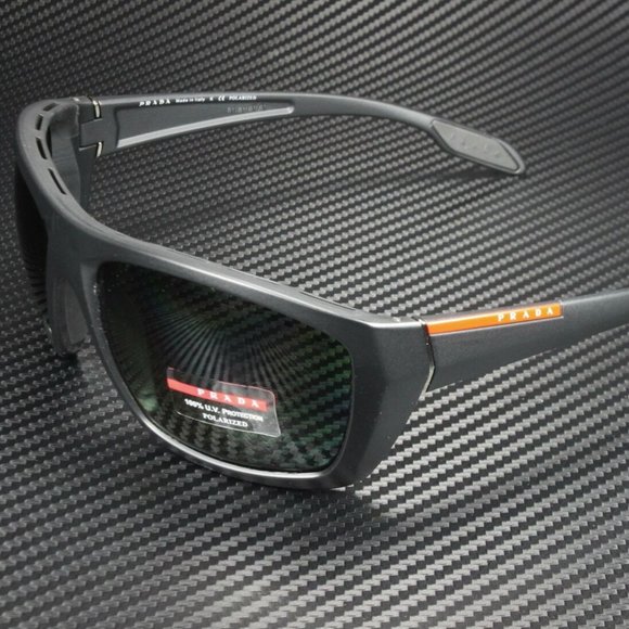 Prada Men's Matte Black and Green Sunglasses! - Picture 1 of 4